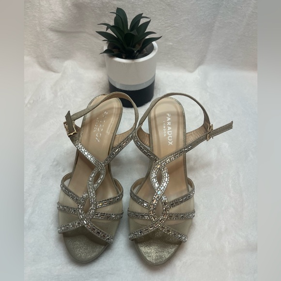 Paradox London Estelle Strappy Heels Women's Size 5 champagne - Picture 2 of 7